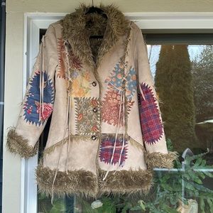 Unique faux suede Lapis jacket has the trendy Boho vibe you’re looking for.